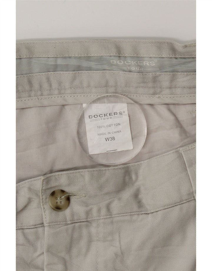 DOCKERS Mens Pegged Chino Shorts W38 XL Grey Cotton