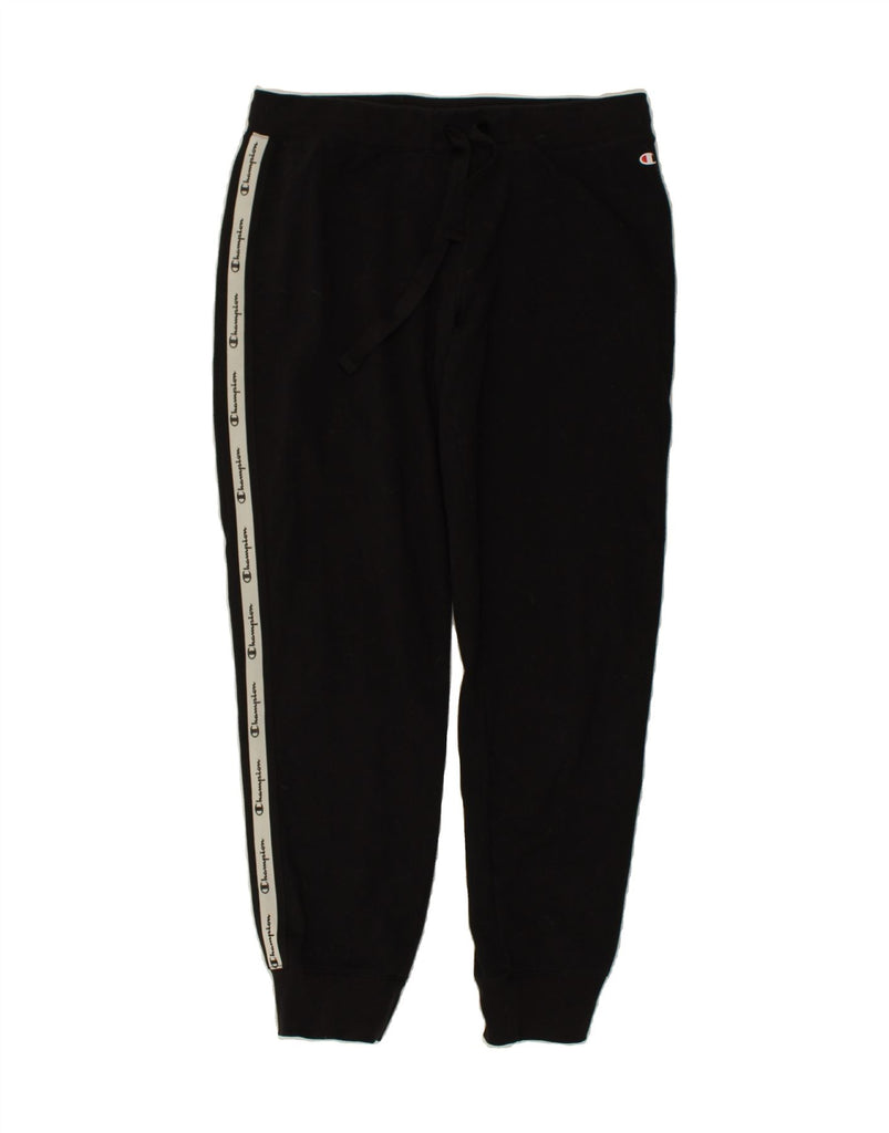 CHAMPION Mens Graphic Tracksuit Trousers Joggers 2XL Black Polyester | Vintage Champion | Thrift | Second-Hand Champion | Used Clothing | Messina Hembry 