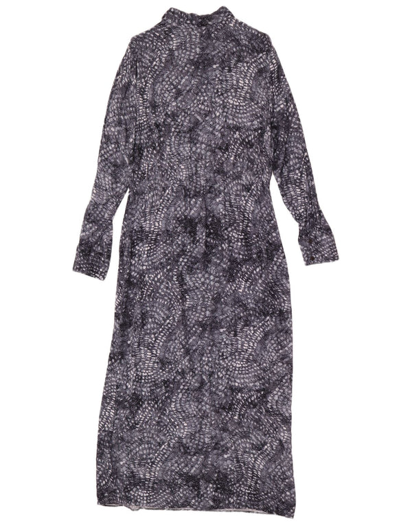 MINT VELVET Womens Long Sleeve Maxi Dress UK 18 XL Grey Spotted Viscose