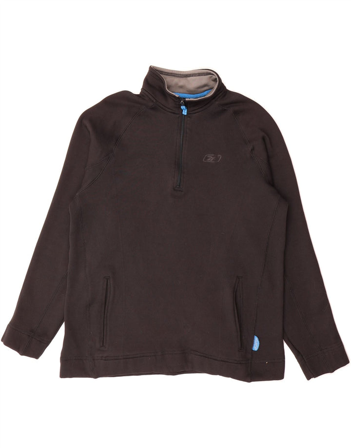 REEBOK Mens Zip Neck Sweatshirt Jumper Medium Black Vintage Reebok and Second-Hand Reebok from Messina Hembry 