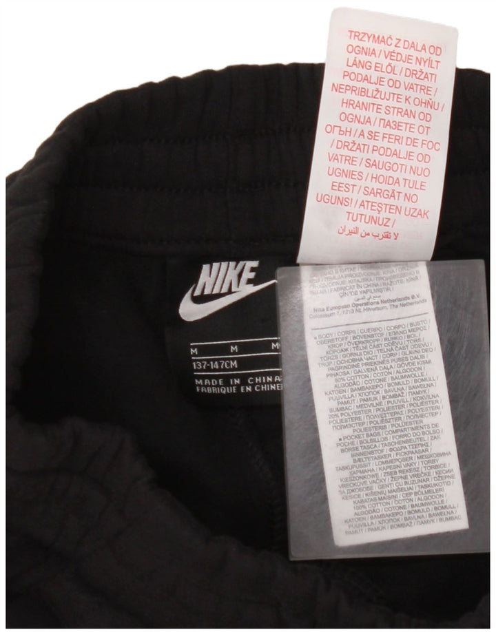 NIKE Boys Tracksuit Trousers Joggers 10-11 Years Medium Black Cotton