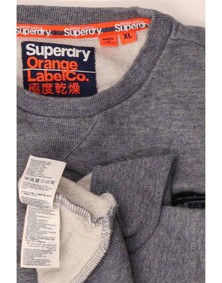 Superdry Mens Sweatshirt Jumper XL Blue Flecked Cotton