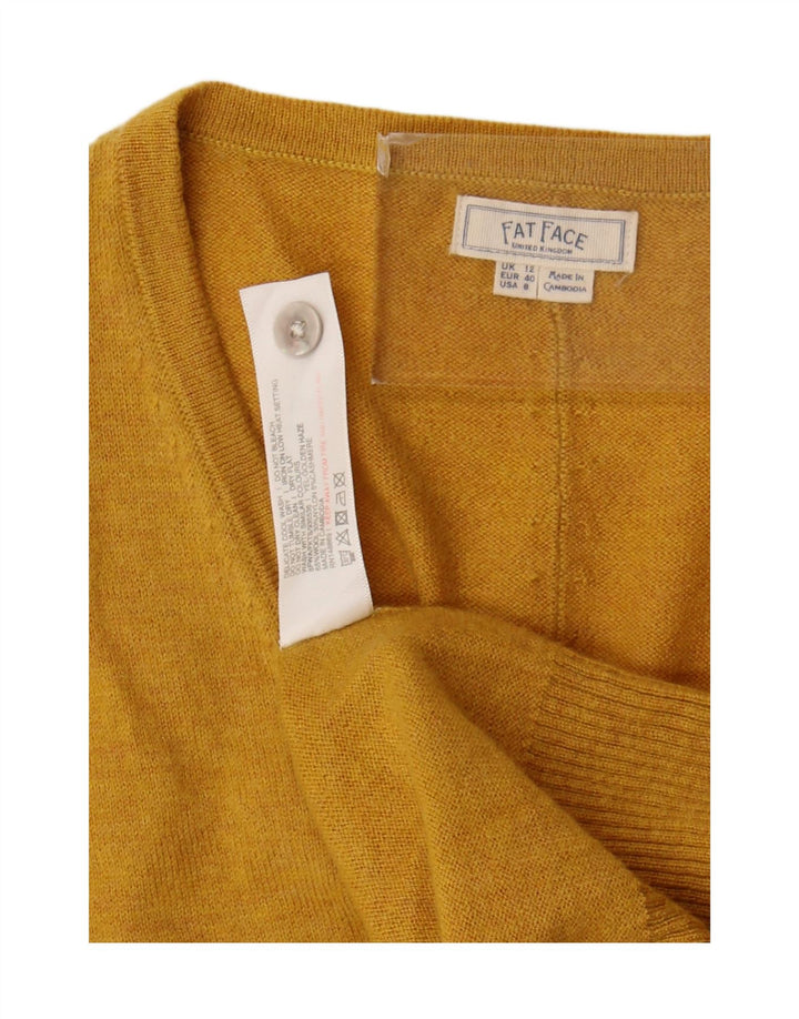 Fat Face Womens Cardigan Sweater UK 12 Medium  Yellow Wool