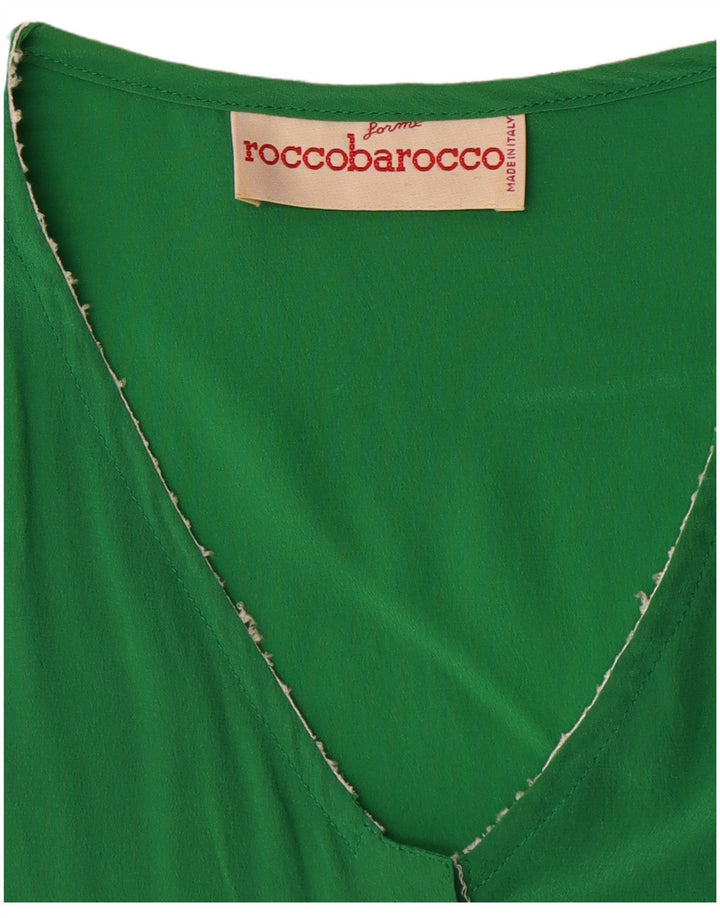 Roccobarocco Womens Short Sleeve Shirt Blouse UK 14 Large Green