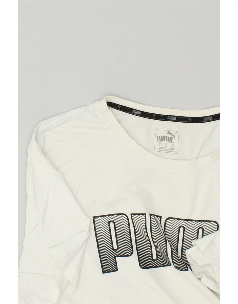 PUMA Mens Graphic T-Shirt Top XL White | Vintage Puma | Thrift | Second-Hand Puma | Used Clothing | Messina Hembry 