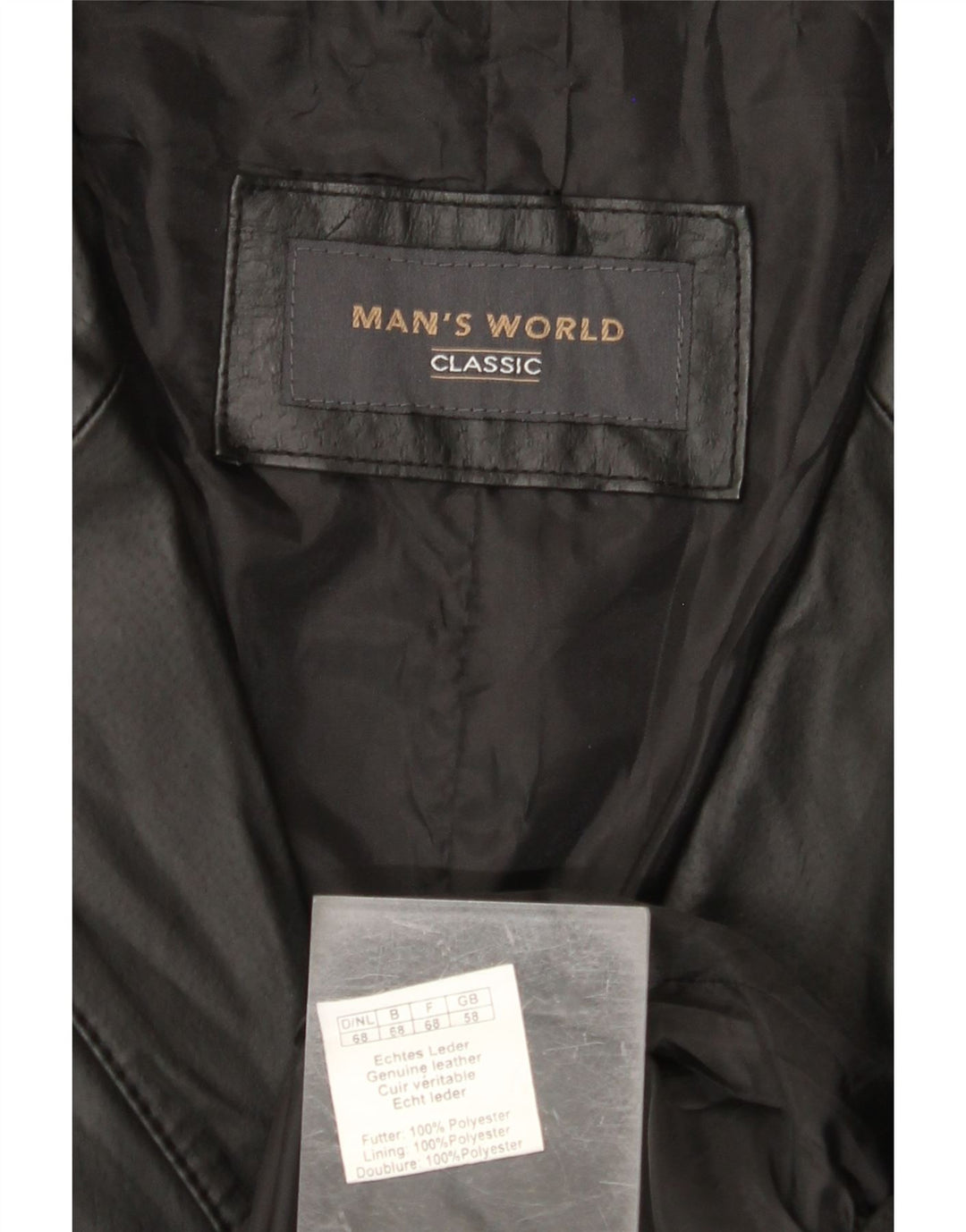 MAN'S WORLD Mens Classic 3 Button Blazer Jacket UK 58 4XL Black Leather