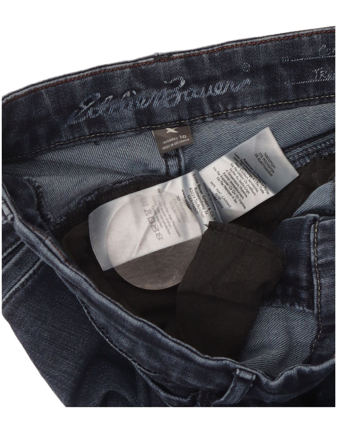 Eddie Bauer Womens Curvy Bootcut Jeans US 10 Large W32 L31 Navy Blue Cotton