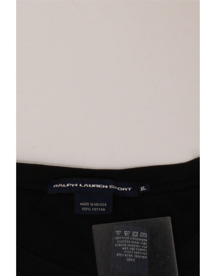 RALPH LAUREN Womens Crop T-Shirt Top UK 18 XL Black Cotton