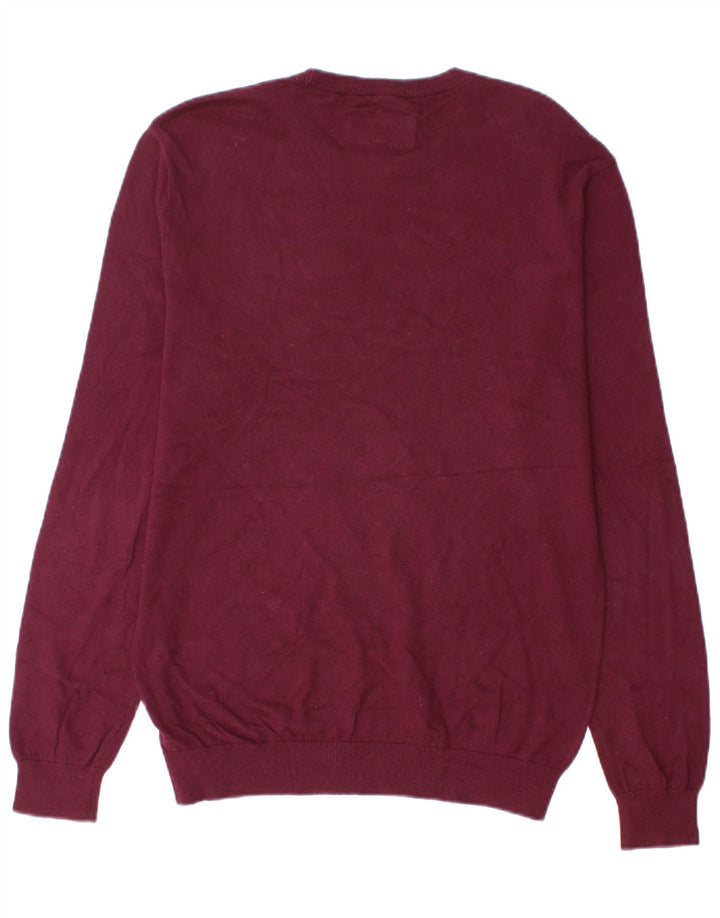 Jack Wills Mens Crew Neck Jumper Sweater Medium Burgundy Cotton