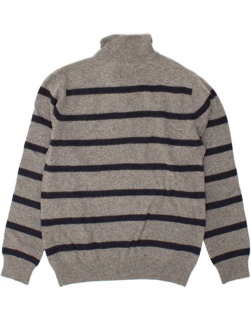 GANT Boys Zip Neck Jumper Sweater 10-11 Years Medium  Grey Striped Vintage Gant and Second-Hand Gant from Messina Hembry 