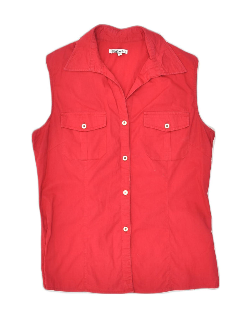 DACK'S Womens Sleeveless Shirt UK 18 XL Red Cotton | Vintage Dack's | Thrift | Second-Hand Dack's | Used Clothing | Messina Hembry 