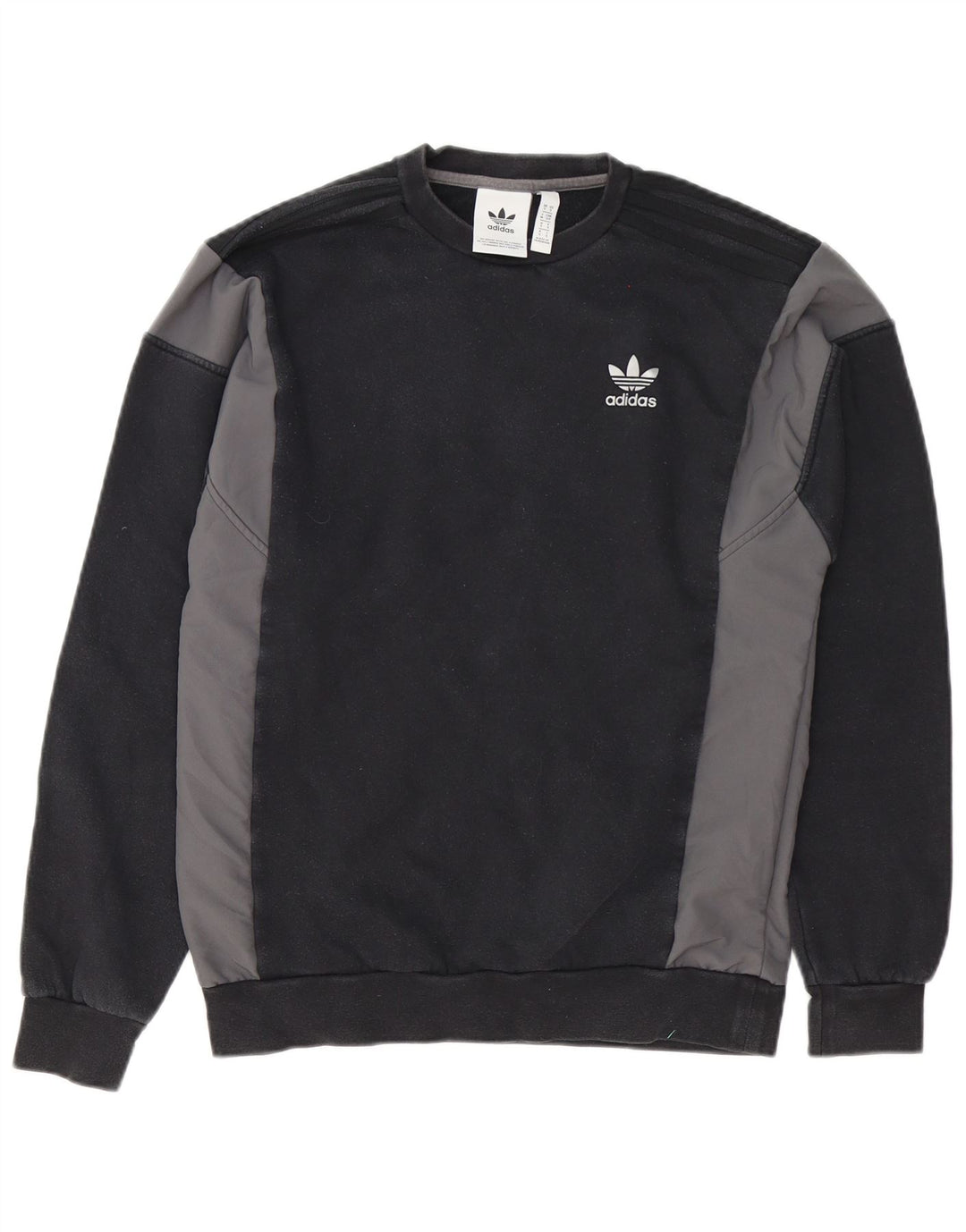 Adidas Mens Sweatshirt Jumper Small Black Colourblock Cotton