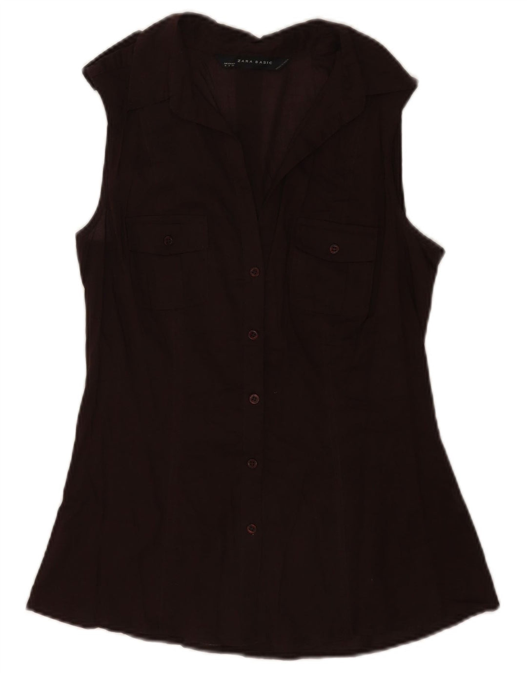 Zara Womens Sleeveless Shirt UK 12 Medium Brown