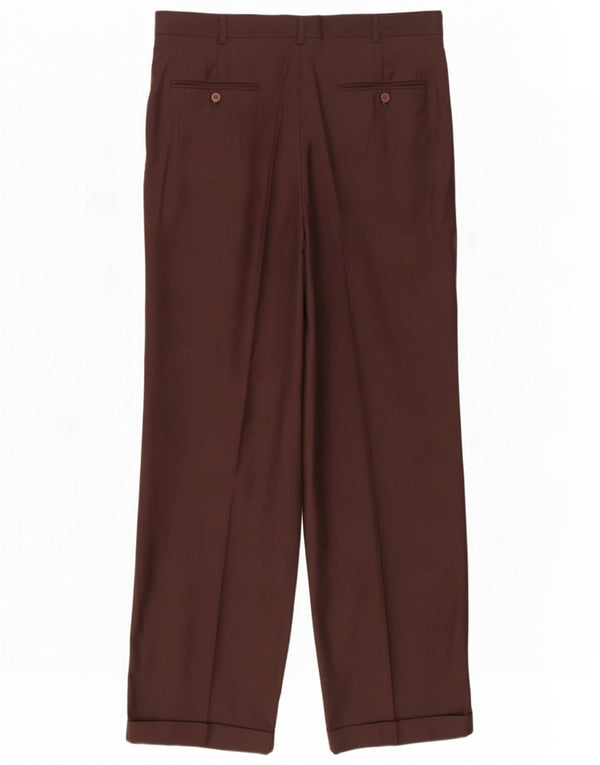 Pierre Cardin Mens Pegged Suit Trousers W34 L29 Brown Wool