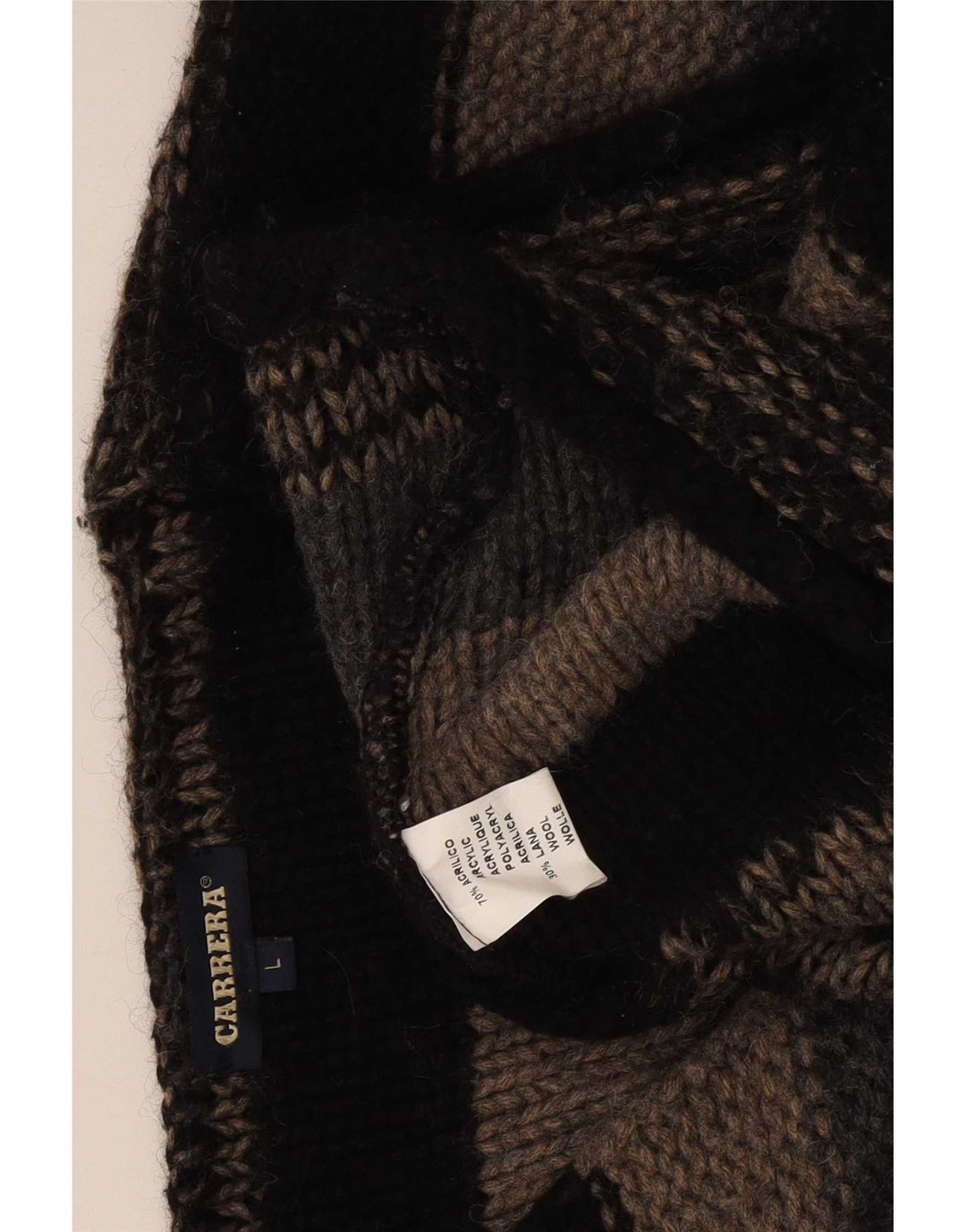 Carrera Mens V-Neck Jumper Sweater Large Multicoloured Striped Acrylic