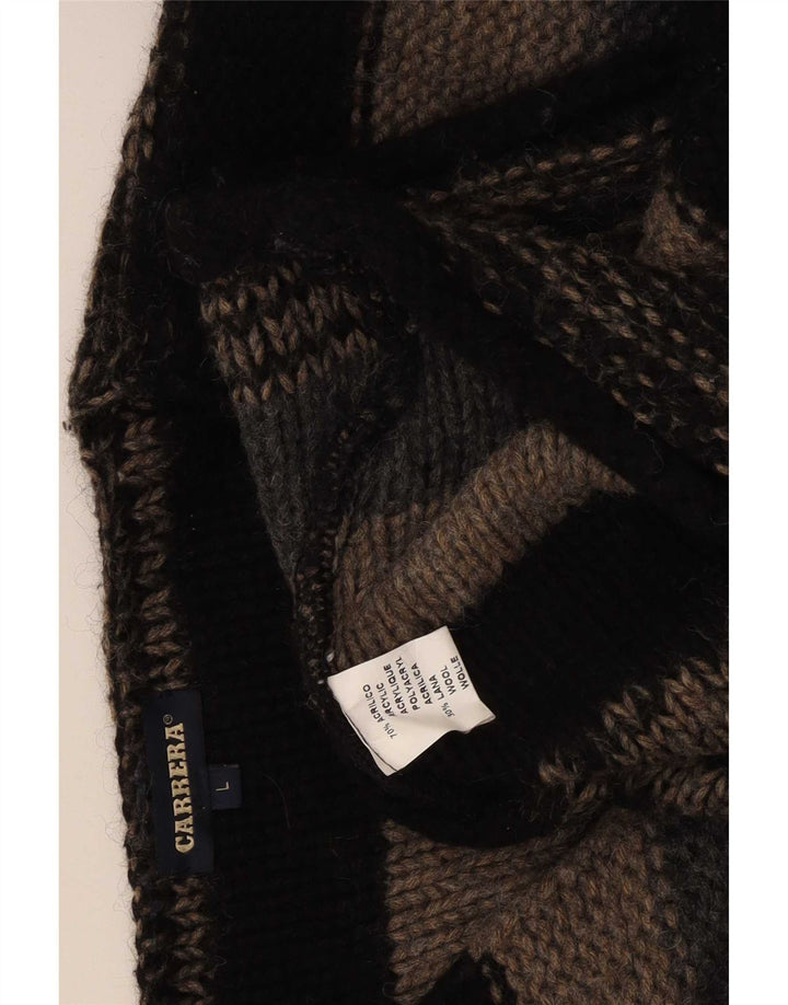 Carrera Mens V-Neck Jumper Sweater Large Multicoloured Striped Acrylic