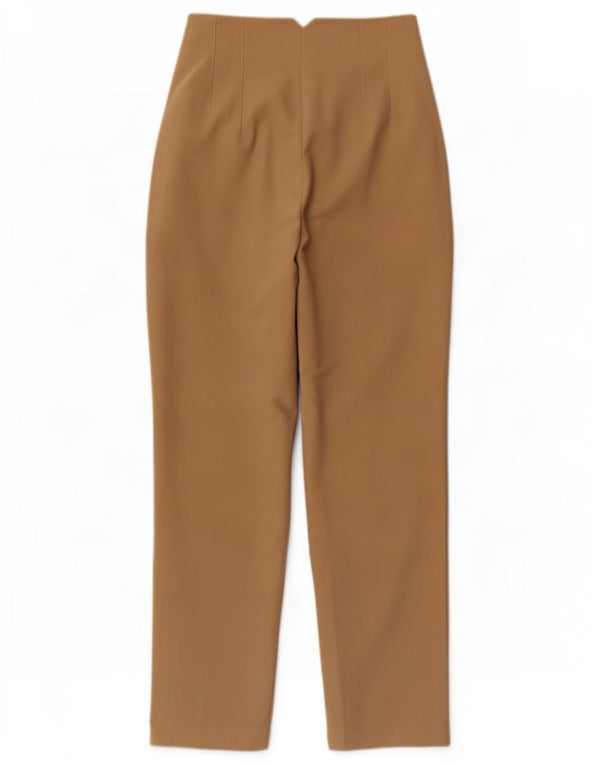 Zara Womens High Waist Tapered Suit Trousers Small W26 L27 Beige Cotton