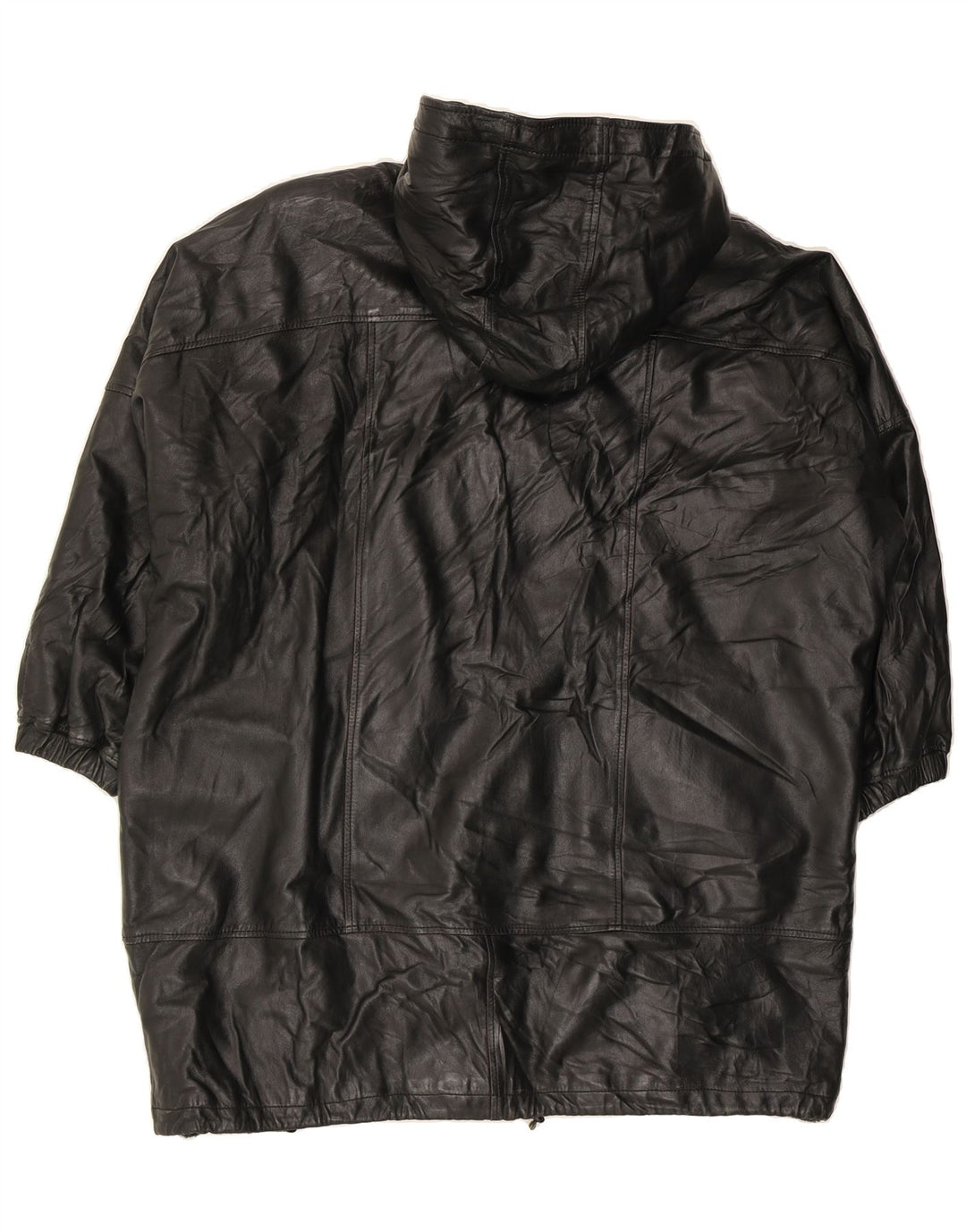 VINTAGE Womens Oversized Hooded Leather Coat UK 22 3XL Black Vintage Vintage and Second-Hand Vintage from Messina Hembry 