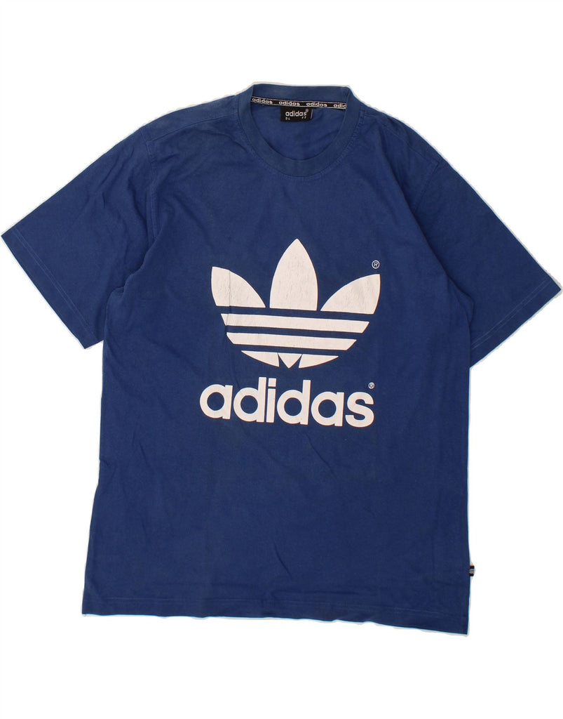 ADIDAS Mens Graphic T-Shirt Top UK 36/38 Small Navy Blue Cotton Vintage Adidas and Second-Hand Adidas from Messina Hembry 