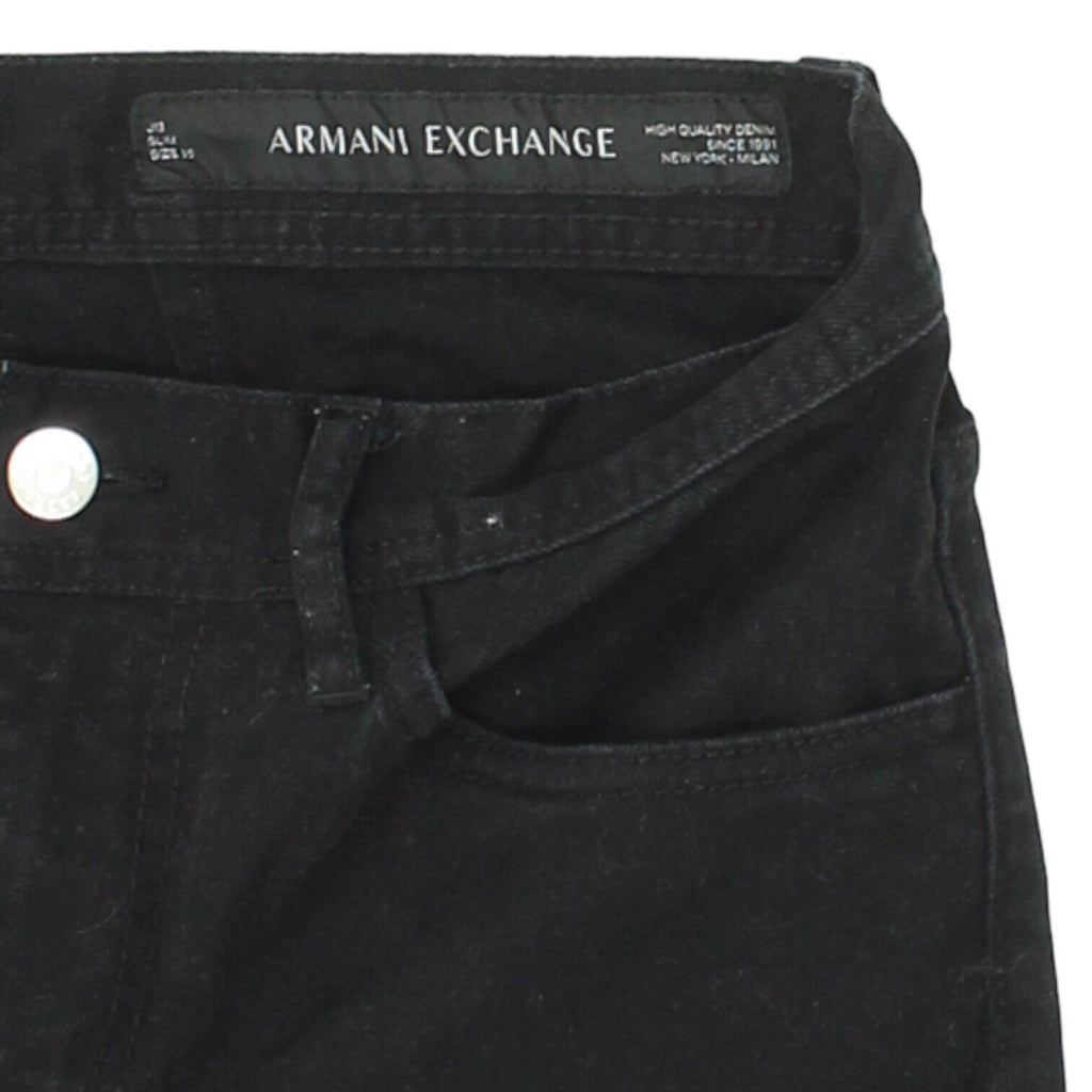 Armani Exchange Mens Black Cropped Jeans | Vintage Luxury Designer Denim VTG | Vintage Messina Hembry | Thrift | Second-Hand Messina Hembry | Used Clothing | Messina Hembry 