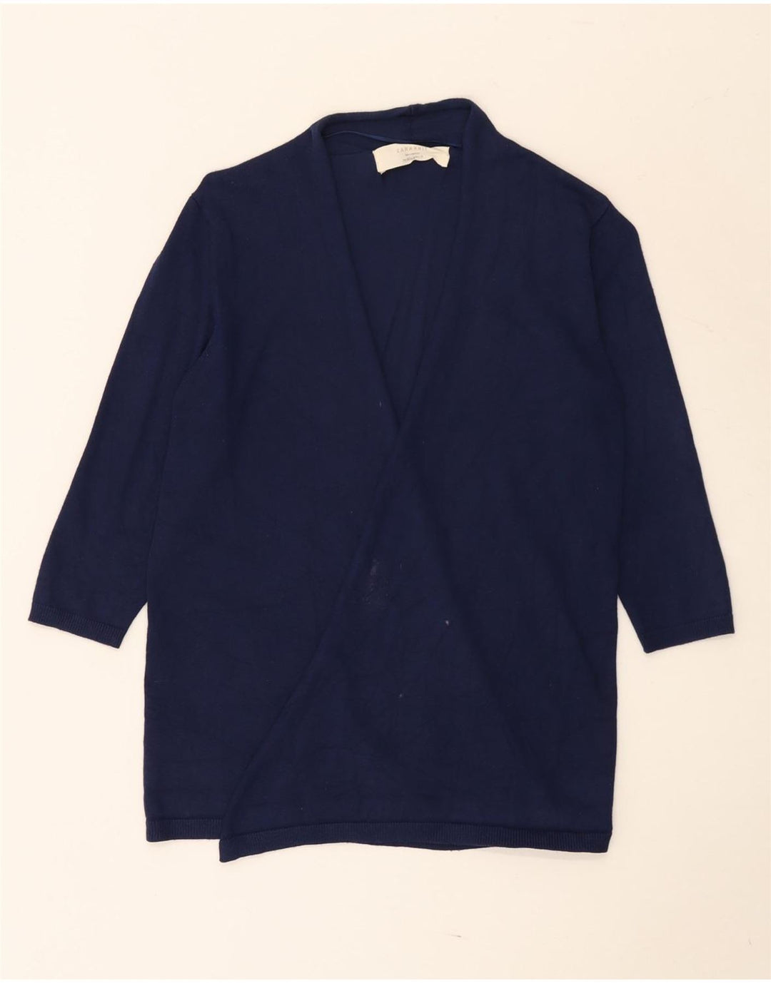 Zara Womens 3/4 Sleeve Open Cardigan Sweater UK 12 Medium Navy Blue