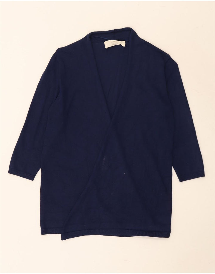 Zara Womens 3/4 Sleeve Open Cardigan Sweater UK 12 Medium Navy Blue