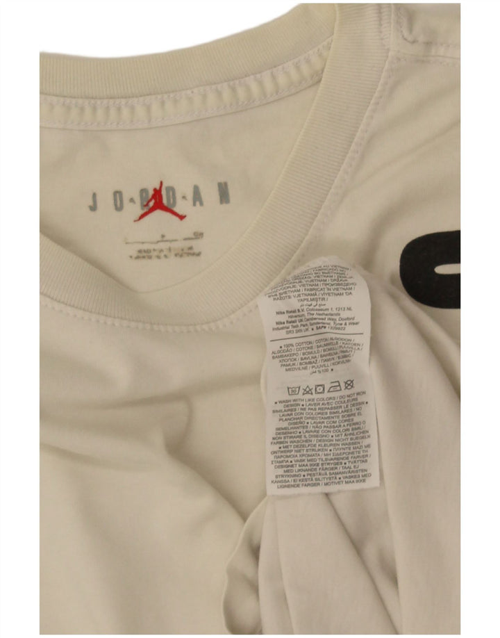 Jordan Mens Graphic T-Shirt Top Small Off White Cotton