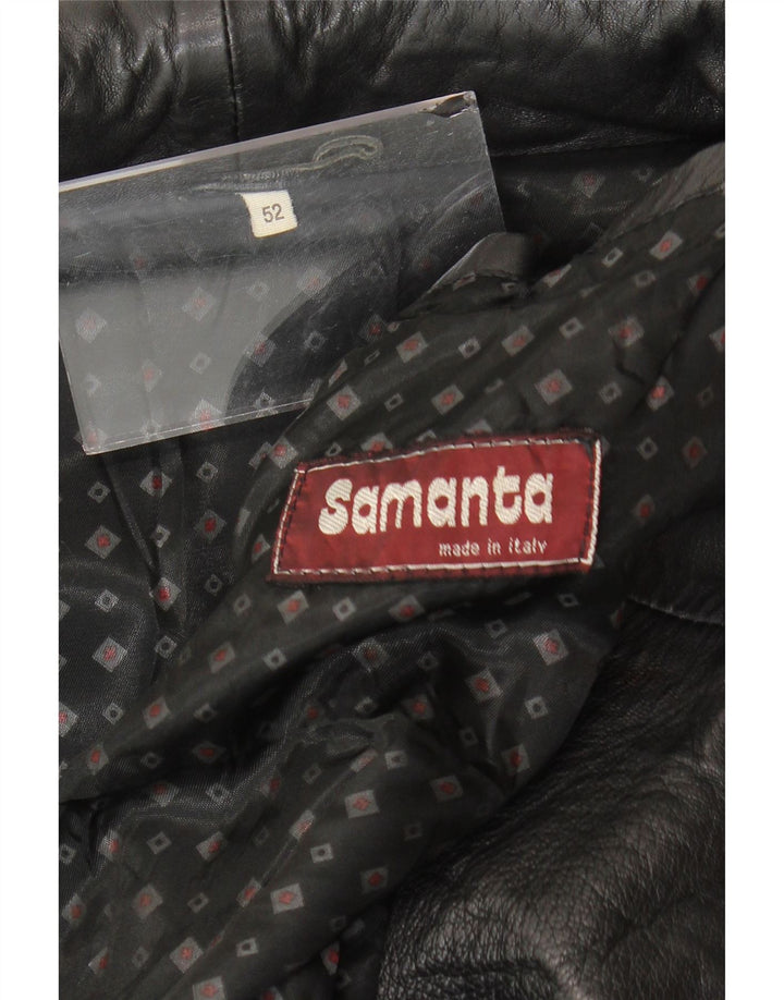 SAMANTA Mens Leather Jacket IT 52 XL Black