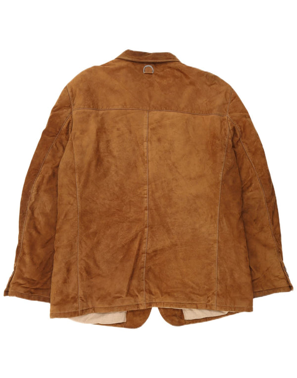 Vintage Mens Suede Jacket Size 60 3XL Brown Leather