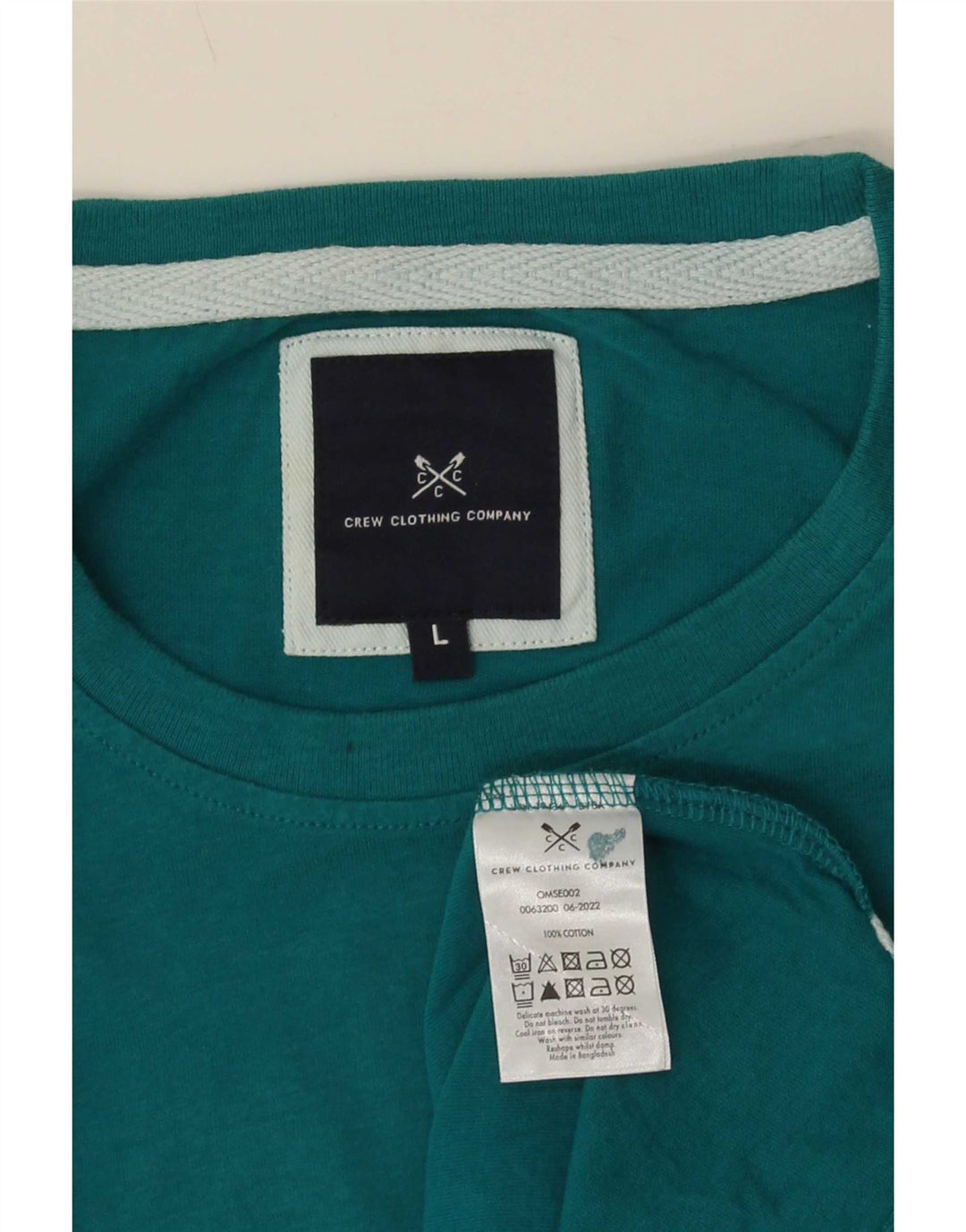 Crew Clothing Mens T-Shirt Top Large Turquoise Cotton