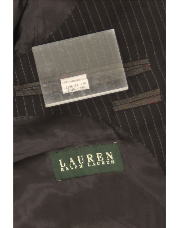 Ralph Lauren Mens 2 Button Blazer Jacket UK 46 2XL Black Pinstripe Wool