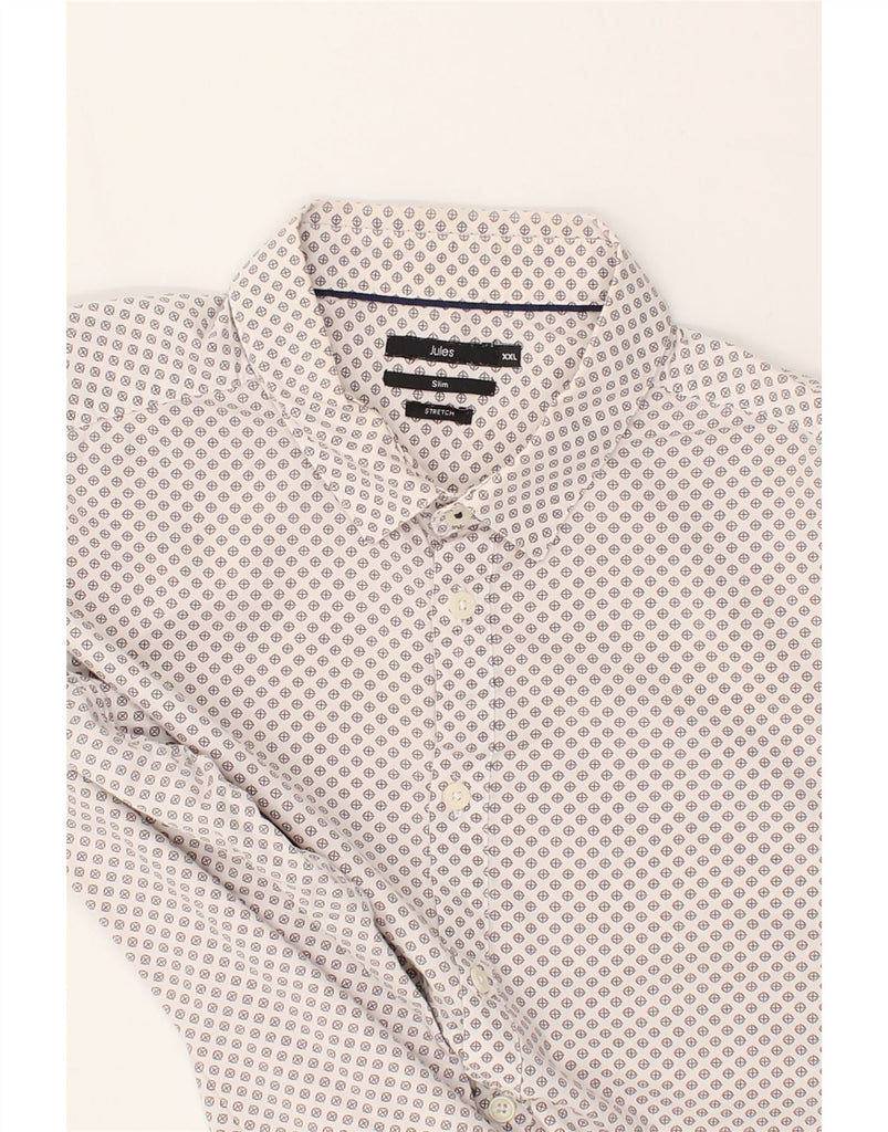 JULES Mens Slim Shirt 2XL White Spotted | Vintage Jules | Thrift | Second-Hand Jules | Used Clothing | Messina Hembry 