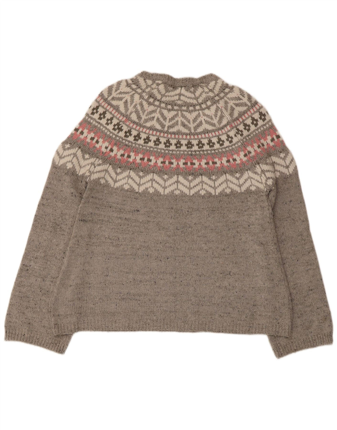 Marks & Spencer Womens Boat Neck Jumper Sweater UK 12 Medium Grey Fair Isle