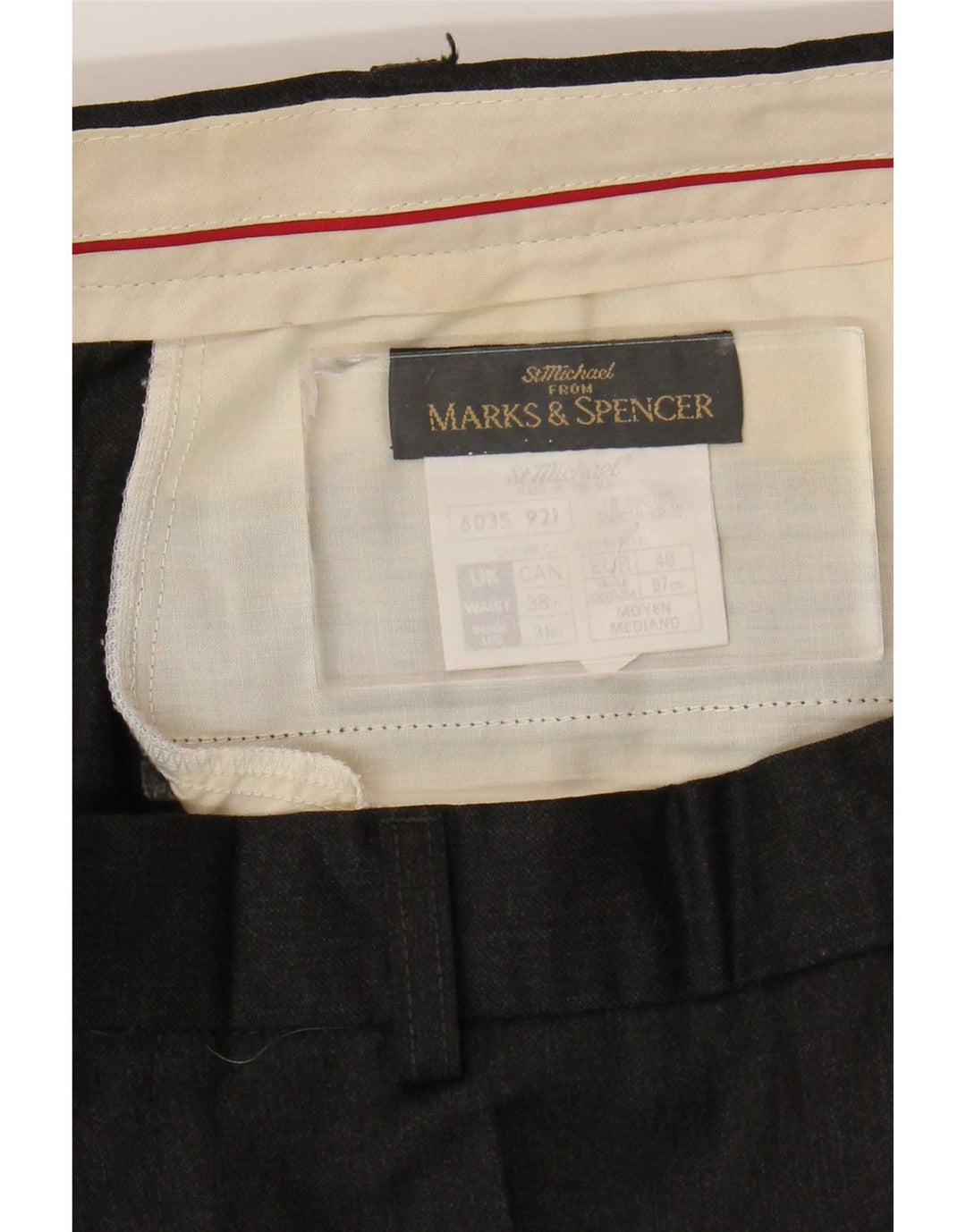 Marks & Spencer Mens Straight Suit Trousers W38 L31 Black Wool