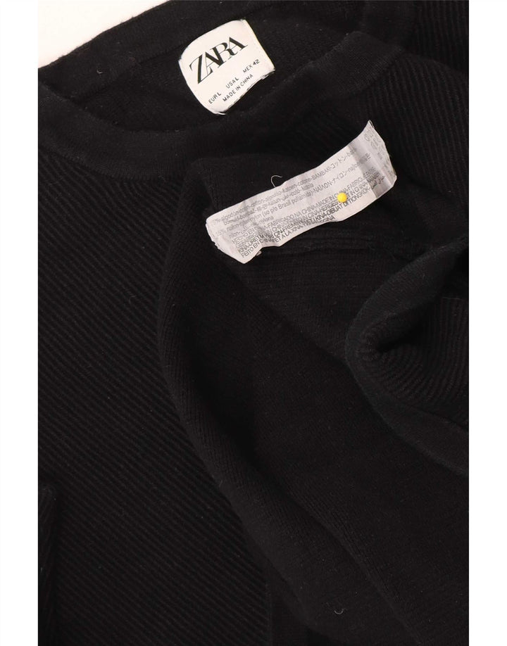 Zara Mens T-Shirt Top Large Black Cotton