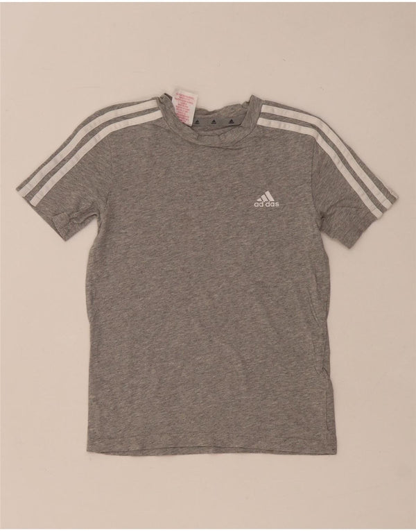 Adidas Boys Graphic T-Shirt Top 7-8 Years Grey Cotton