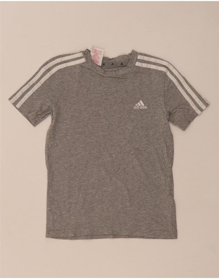 Adidas Boys Graphic T-Shirt Top 7-8 Years Grey Cotton