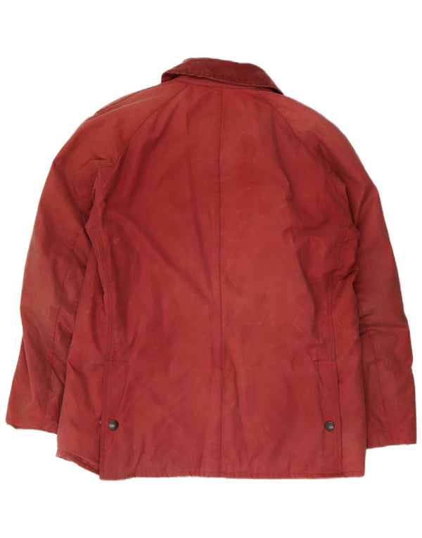 Barbour Mens Waxed Cotton Jacket UK 40 Large Red Cotton