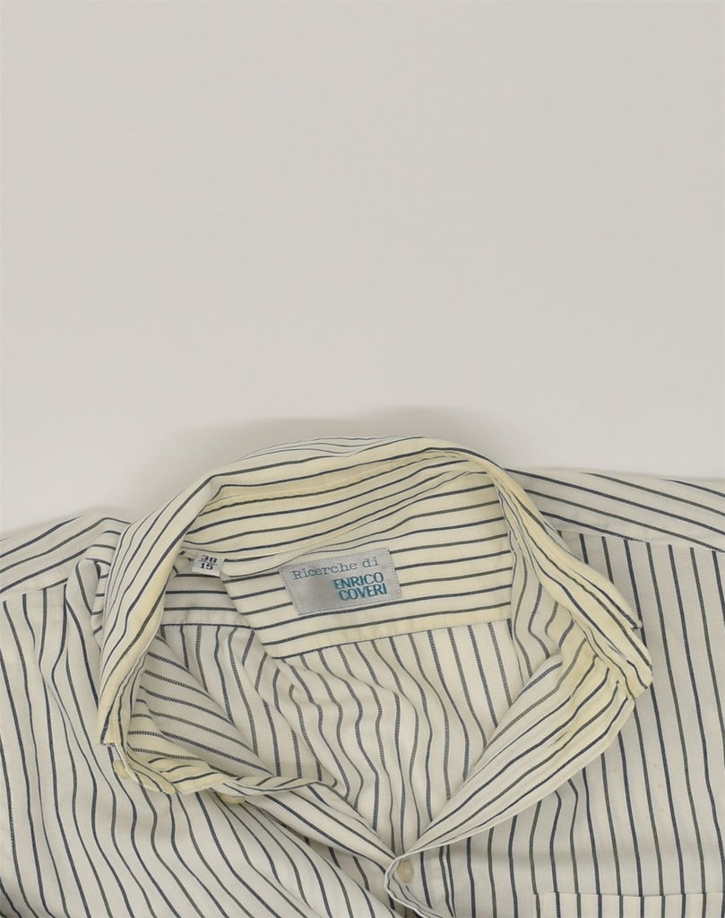 ENRICO COVERI Mens Shirt Medium White Striped Cotton | Vintage Enrico Coveri | Thrift | Second-Hand Enrico Coveri | Used Clothing | Messina Hembry 