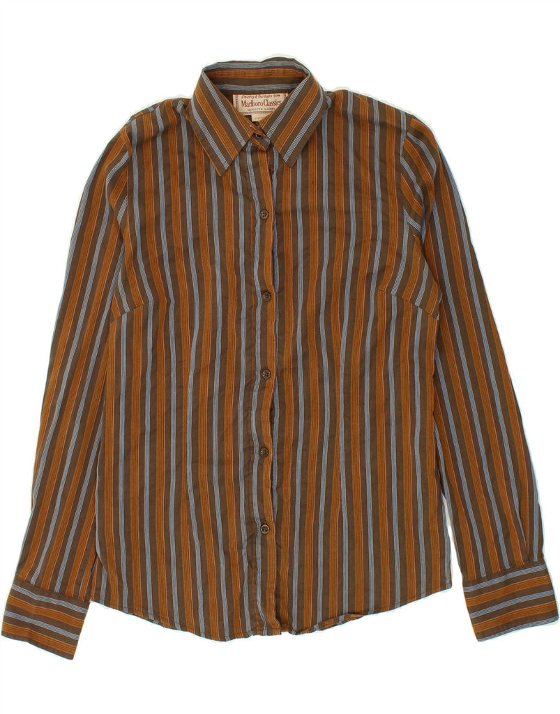MARLBORO CLASSICS Womens Slim Shirt EU 44 XL Brown Striped Cotton | Vintage Marlboro Classics | Thrift | Second-Hand Marlboro Classics | Used Clothing | Messina Hembry 