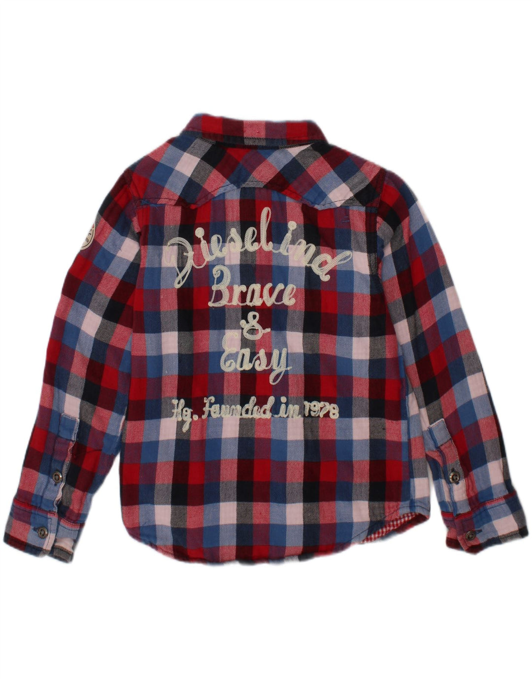 DIESEL Boys Flannel Shirt 3-4 Years Red Check Cotton Vintage Diesel and Second-Hand Diesel from Messina Hembry 