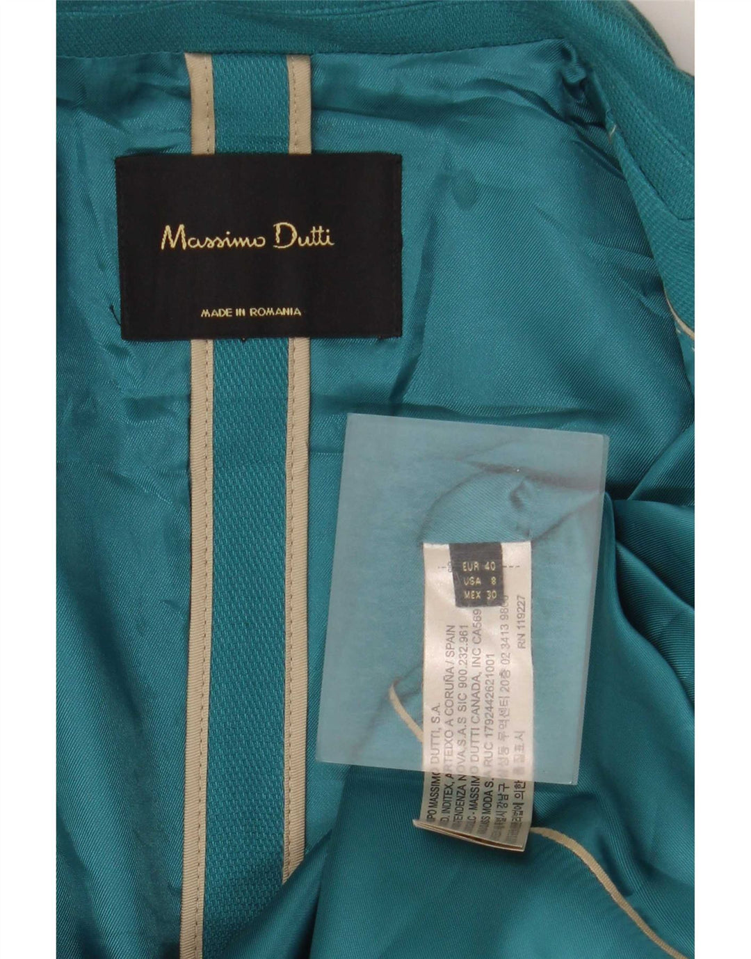 Massimo Dutti Womens 1 Button Blazer Jacket EU 40 Medium Blue Cotton