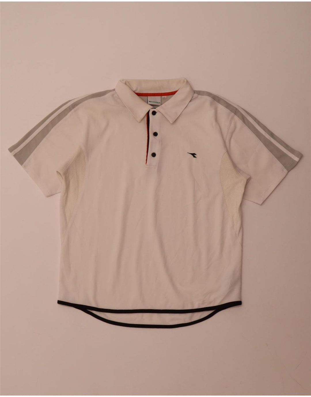 Diadora Mens Polo Shirt Large White Colourblock Polyester