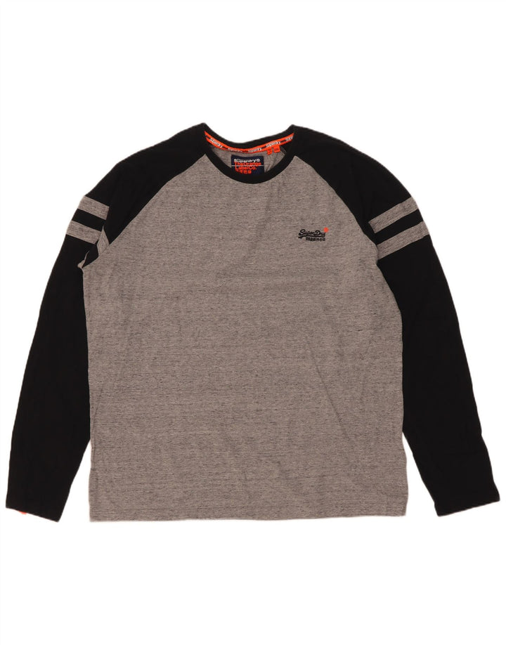 Superdry Mens Top Long Sleeve 2XL Grey Colourblock Cotton