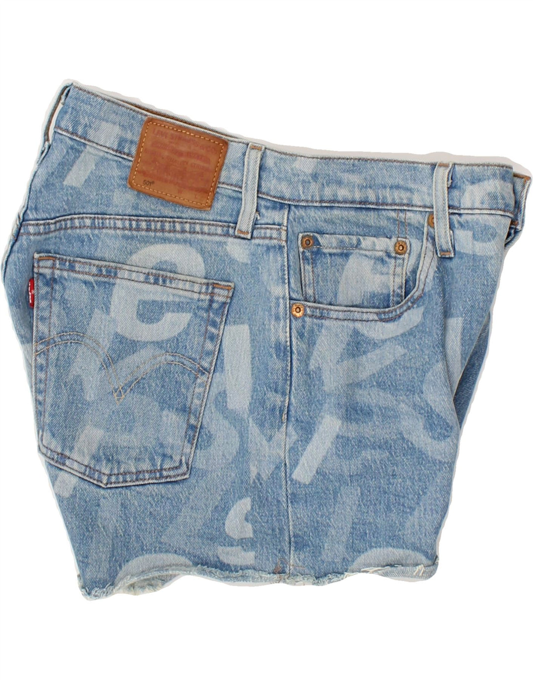 LEVI'S Womens 501 Abstract Pattern Denim Shorts W26 Small Blue Cotton Vintage Levi's and Second-Hand Levi's from Messina Hembry 