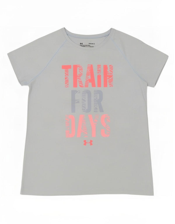 Under Armour Girls Heat Gear Graphic T-Shirt Top 11-12 Years Large Blue