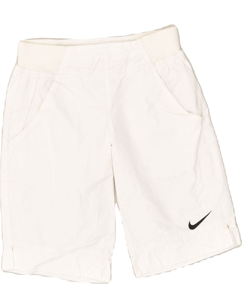 NIKE Girls Bermuda Sport Shorts 8-9 Years Small White Cotton | Vintage Nike | Thrift | Second-Hand Nike | Used Clothing | Messina Hembry 