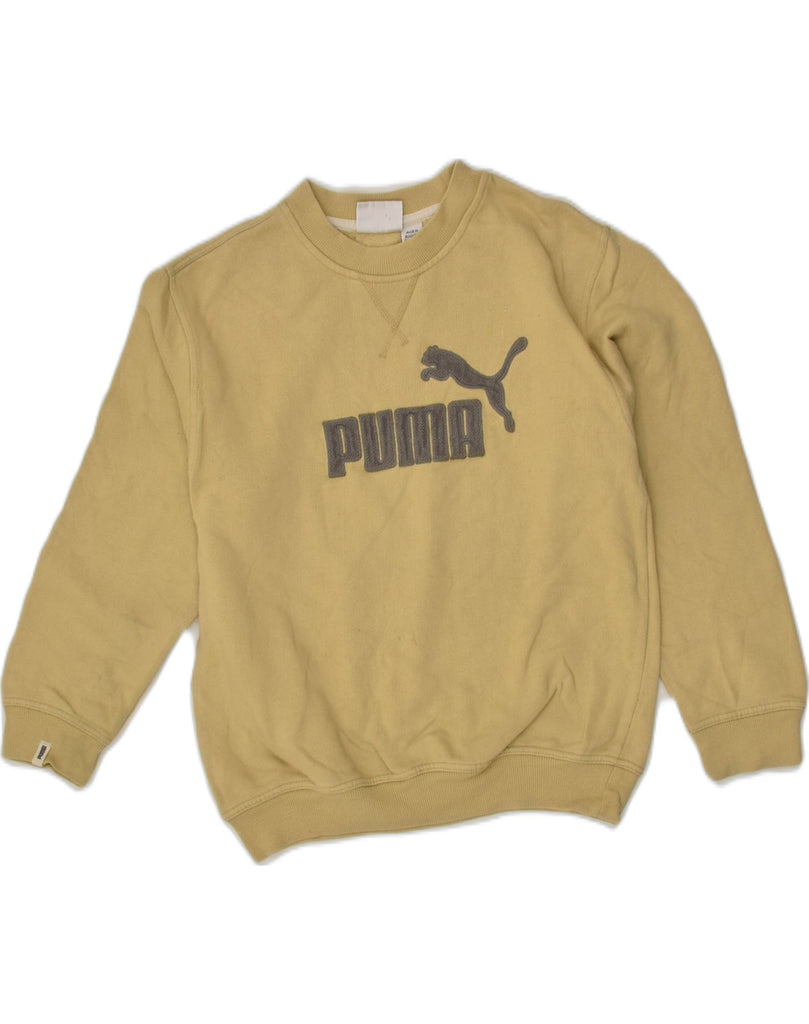 PUMA Boys Graphic Sweatshirt Jumper 9-10 Years Medium Beige | Vintage Puma | Thrift | Second-Hand Puma | Used Clothing | Messina Hembry 