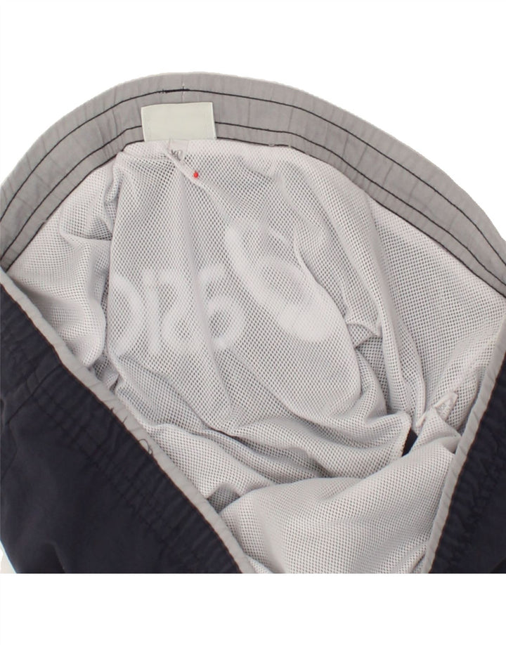 ASICS Mens Graphic Sport Shorts XL Navy Blue Nylon Vintage Asics and Second-Hand Asics from Messina Hembry 