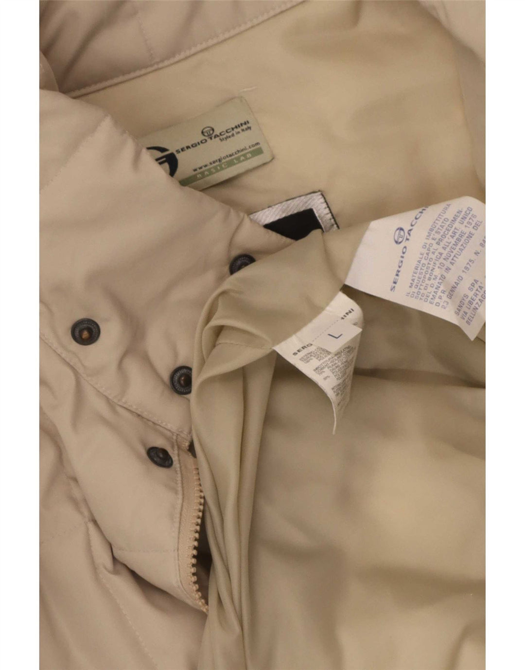 Sergio Tacchini Mens Padded Jacket UK 40 Large Beige Polyester